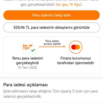 Temu'dan Yapılan İade İşlemleri Hesabıma Yansımadı