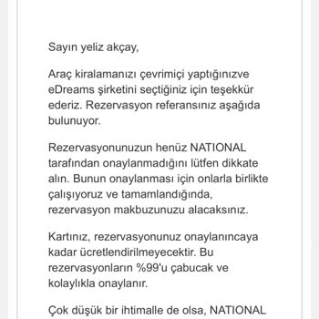 Araç Rezervasyonu Sonrası Onay Ve Bilgilendirme Sorunu Nedeniyle Mağduriyet
