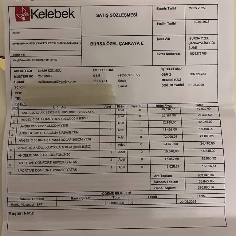 Kelebek Mobilya İnegöl Bayisinden Alınan Yatak Odası Takımı Teslim Edilmedi