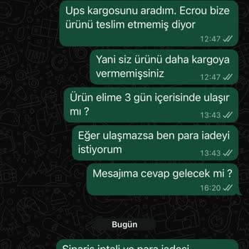 Ecrou Siparişim 19 Gündür Teslim Edilmedi İptal Ve İade Yapılamıyor