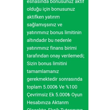 Bonus Limiti Nedeniyle Yatırdığım Paraya Erişim Sağlayamıyorum