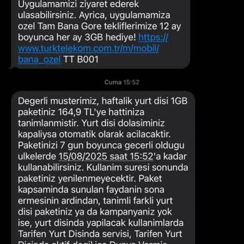 Yurt Dışı İnternet Paketi Bilgilendirme Eksikliğiyle Mağduriyet Yaşadım
