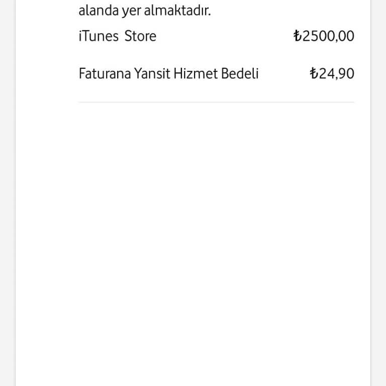 Bilgim Dışında Faturama Yüksek İtunes Store Ücreti Yansıtıldı