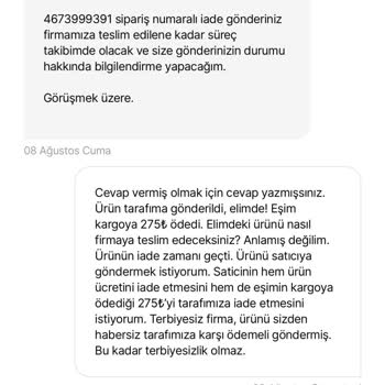 Hepsiburada Ve Satıcı İade Sürecinde Mağduriyet Ve Ek Kargo Ücreti