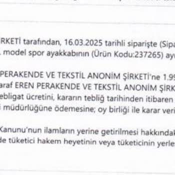 Siparişim İptal Edildi Hakem Heyeti Kararına Rağmen Ürünüm Teslim Edilmiyor