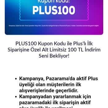 Plus Üyelik Kampanya Kuponu Hakkım Tanımlanmadı