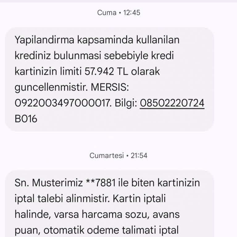 Yapılandırma Sonrası Kredi Kartı Limitimin Düşürülmesine Anlam Veremiyorum