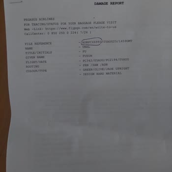 Bagaj Kaybı, Hasar Ve İletişim Sorunlarıyla Yaşanan Mağduriyetin Giderilmesini İstiyorum