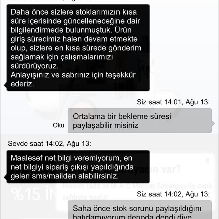 Mac Cosmetics'ten Sipariş Gecikmesi Ve Yetersiz Bilgilendirme