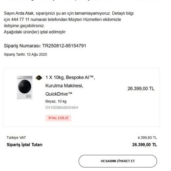 Siparişlerim İptal Edildi Ücret İadesi Yapılmadı