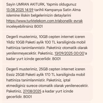 Ek İnternet Paketi Gecikmesi Ve İade Sorunu