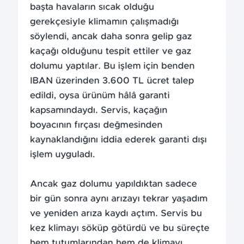 Garanti Kapsamındaki Klimam İçin Ücret Alındı Arıza Çözülmedi Mağdurum