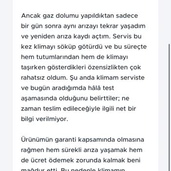 Garanti Kapsamındaki Klimam İçin Ücret Alındı Arıza Çözülmedi Mağdurum