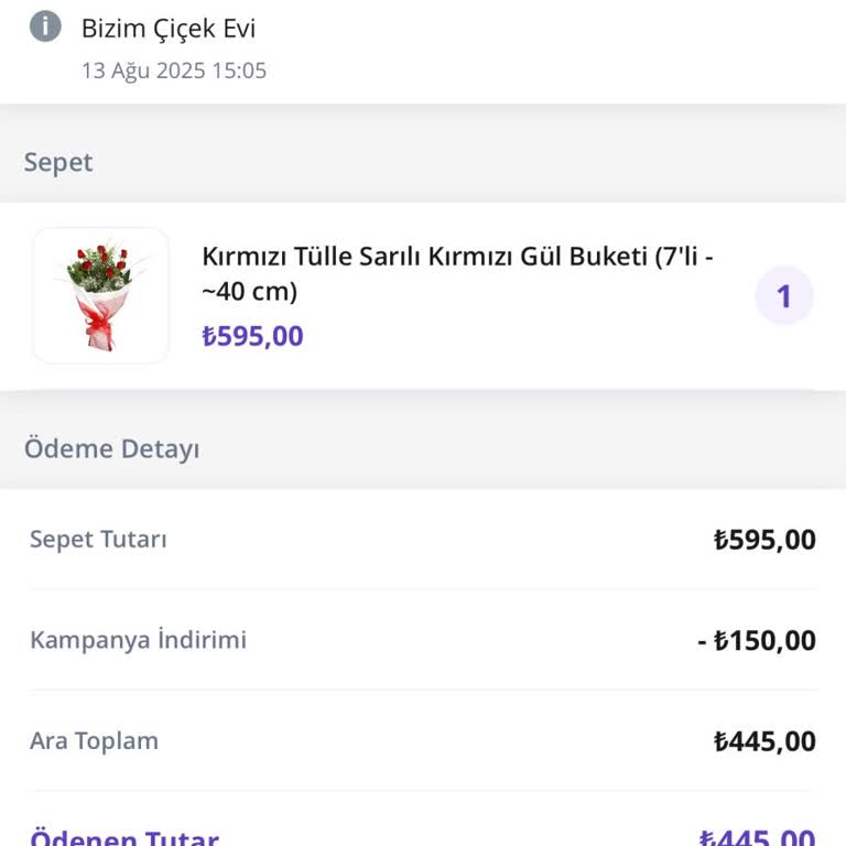 Getir Çiçek Siparişim İptal Edildi, Ücret İadesi Ve Yeniden Gönderim Sağlanmıyor