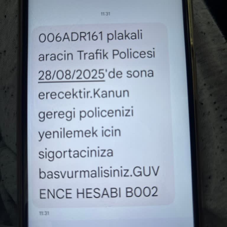 Bana Ait Olmayan Araç İçin Sigorta Mesajı Ve Kişisel Veri Endişesi