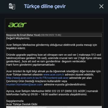 Acer Nitro 5 Bilgisayarımın Tekrarlayan Arızası Ve DOA Raporu Mağduriyeti