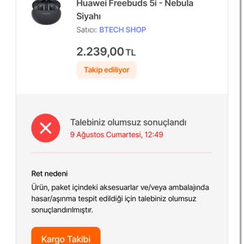 Eksiksiz İade Ettiğim Kulaklığın İadesi Haksız Yere Reddedildi