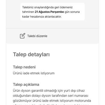 Aldığım Dyson Süpürgenin Garantisiz Ve Yurt Dışı Cihaz Çıkması Mağduriyetim