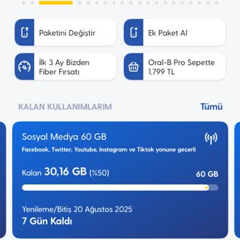Sosyal Medya İnternetim Ana Paketimden Düşüyor, Sorunum Çözülmüyor
