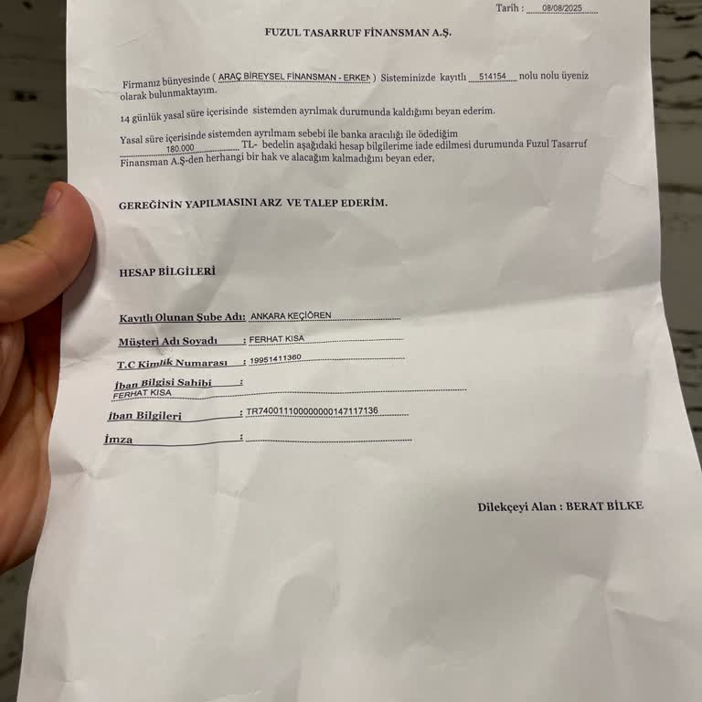 Cayma Hakkı Sonrası Ödeme İadem Yapılmadı