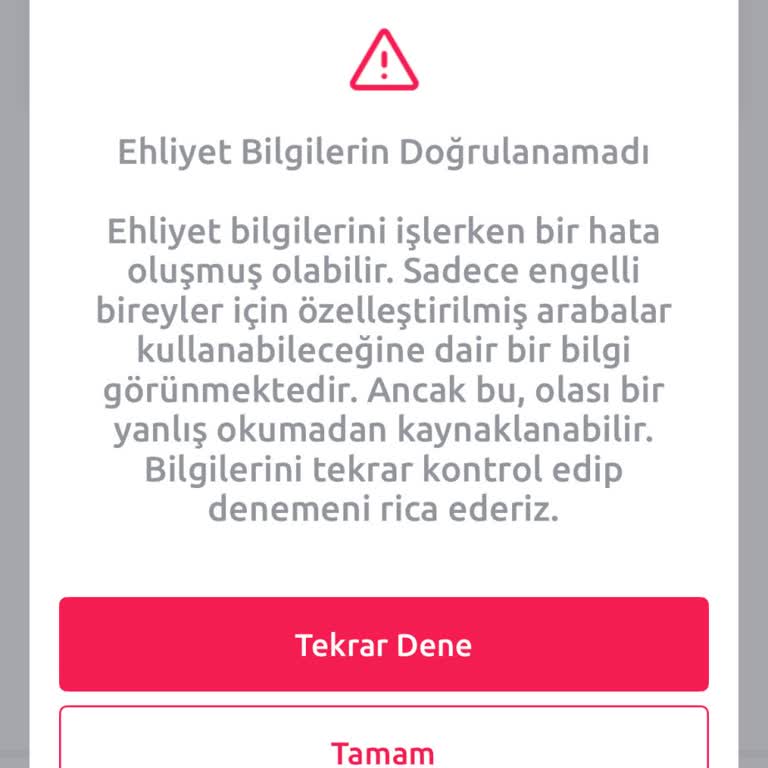 İos Uygulamasında Ehliyet Doğrulama Hatası Nedeniyle Üyelik Onaylanmıyor