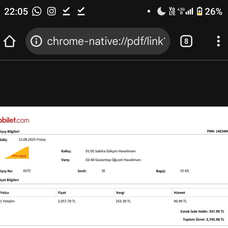 Habersiz Alınan Anında İptal Ücretiyle Karşılaştım İade İstiyorum