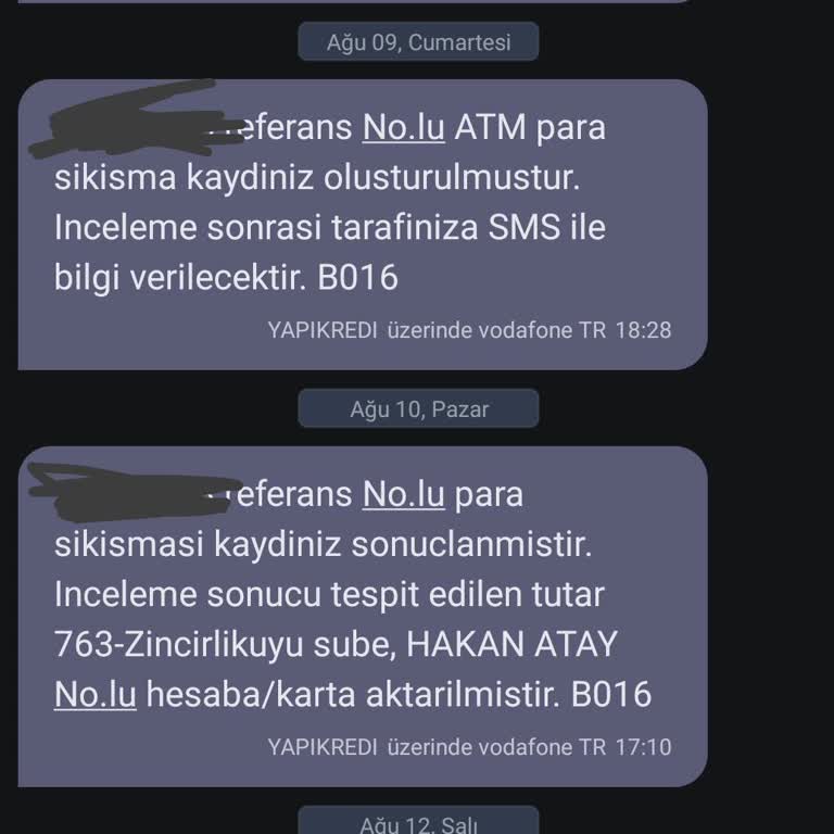 ATM'de Sıkışan Para Ve Yanlış Şube Bilgilendirmesi Sonucu Mağduriyet