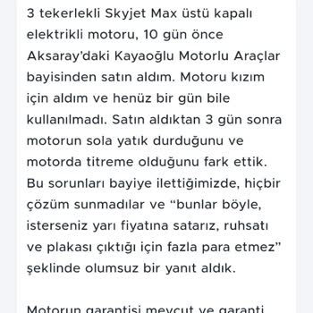 Yeni Alınan Elektrikli Motorun Eğik Ve Güvensiz Çıkması