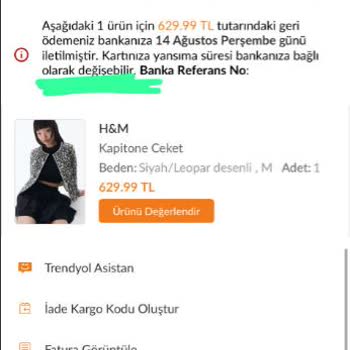 İndirimli Aldığım Ceket Stokta Olmasına Rağmen Gönderilmedi Ve İade Onayım Olmadan Yapıldı