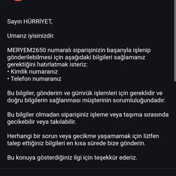 Sipariş Verilen Elbisenin Teslim Edilmemesi Ve Kişisel Bilgi Talebi