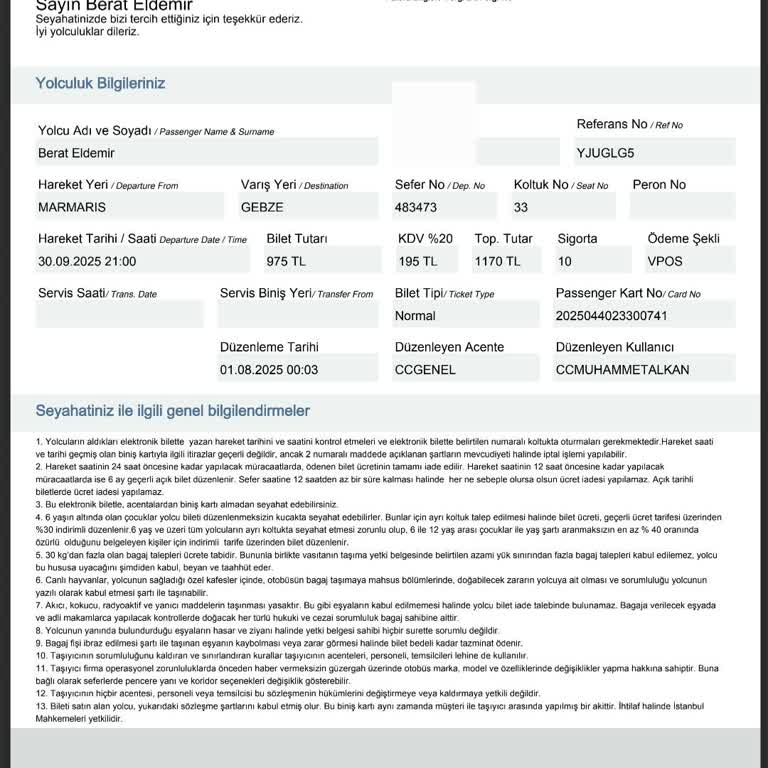 İptal Edilen Biletimin İadesi Yapılmadı, Yasal Haklarım Engelleniyor