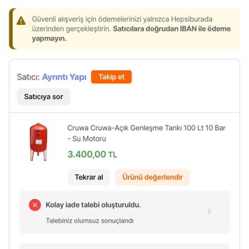 Hasarlı Ürün İadesi Reddedildi, Para İadesi Yapılmadı