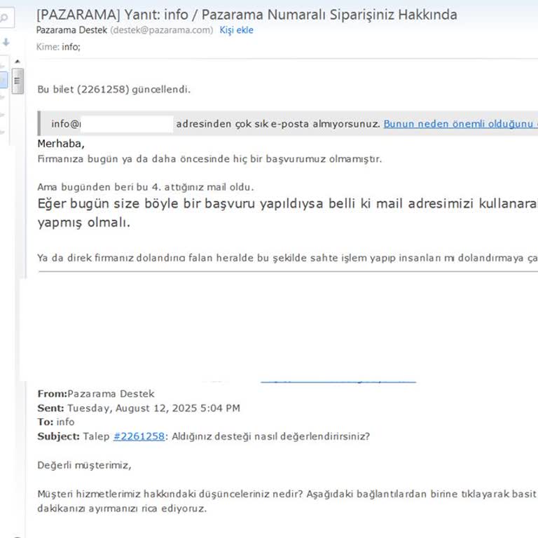 Pazarama’dan Üyelik Ve Sipariş Olmadan Gelen Mailler Hakkında Güvenlik Endişesi