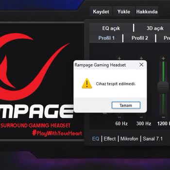 Rampage X-Ranger 7.1 Kulaklıkta Sürücü Algılama Sorunu Ve Teknik Destek Talebi