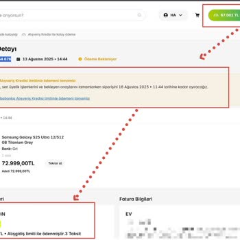 Sipariş Ödeme Sürecinde Yanlış Yönlendirme Nedeniyle Ürünüm Gönderilmedi