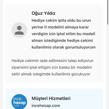 Ürün İptali Sonrası Hediye Çekiminin Yeniden Kullanılamaması Ve Puan İadesi Sorunu