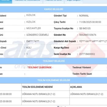 Teslim Edilmeyen Kargo İçin Yanıltıcı Bilgi Ve İlgisiz Şube Deneyimi