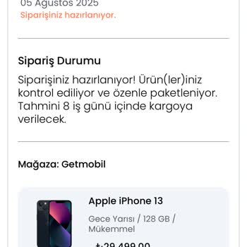 Getmobil İptal Edilen Siparişin Geri Ödemesi Yapılmıyor