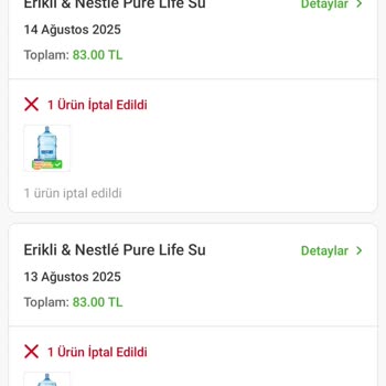 Kampanyalı Su Siparişlerim Sürekli İptal Ediliyor, Çözüm Sunulmuyor