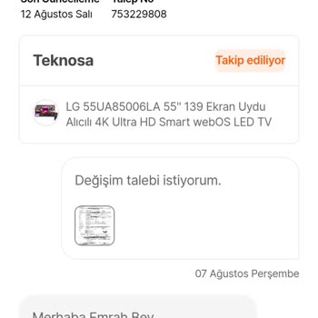 Hasarlı Gelen TV'nin Değişim Süreci Uzadı, Mağduriyetim Giderilmiyor