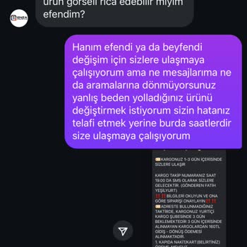 Yanlış Beden Gönderildi, Müşteri Hizmetlerinden Dönüş Alamadım