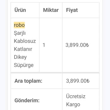 Robo Şarjlı Süpürge Hiç Çalışmadı, Parça Eksik Ve İade Süreci Sorunlu