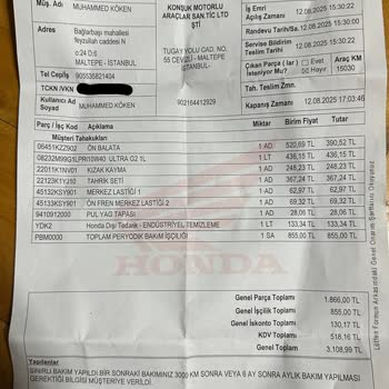 Yetkili Serviste Yapılan Bakım Sonrası Yağ Sızıntısı Ve Mağduriyet