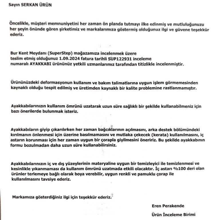 Aldığım Spor Ayakkabıda Kısa Sürede Yırtılma Ve Mağazadan Ret Cevabı