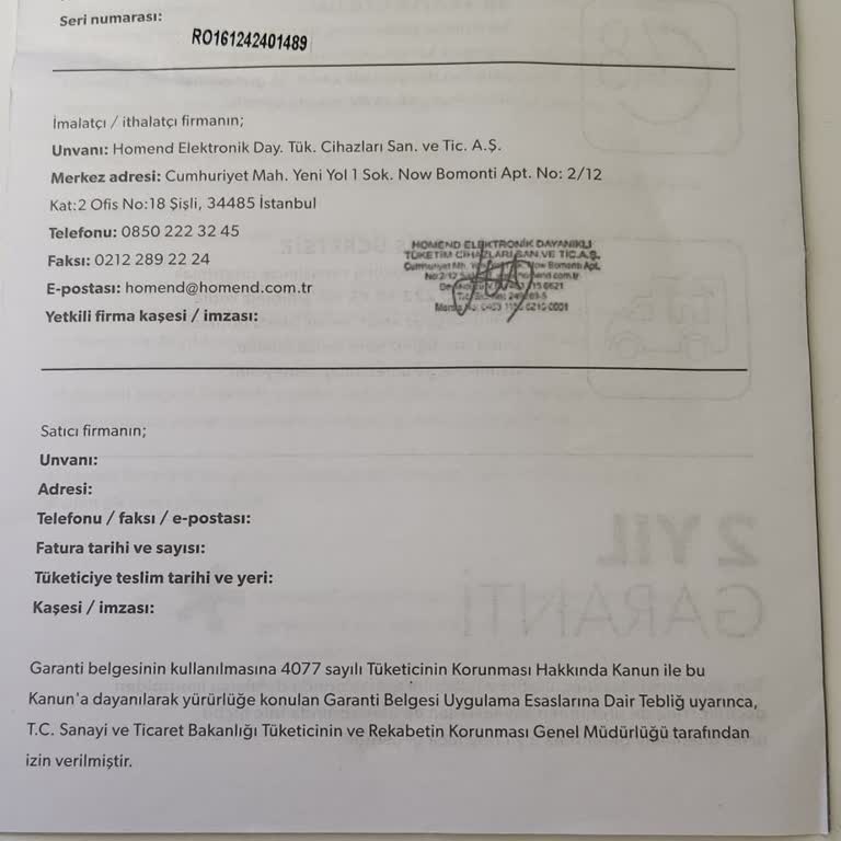 Garanti Kapsamındaki Süpürge İçin Parça Temininde Mağduriyet