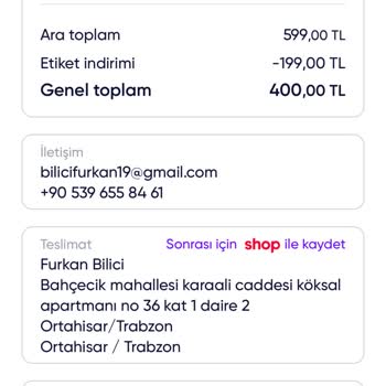 Sipariş Sonrası Bilgilendirme Ve Kargo Sürecinde Yaşanan Sorun