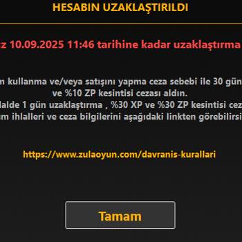 Zula Hesabıma Haksız Yere Verilen Ban Mağduriyetimi Artırdı