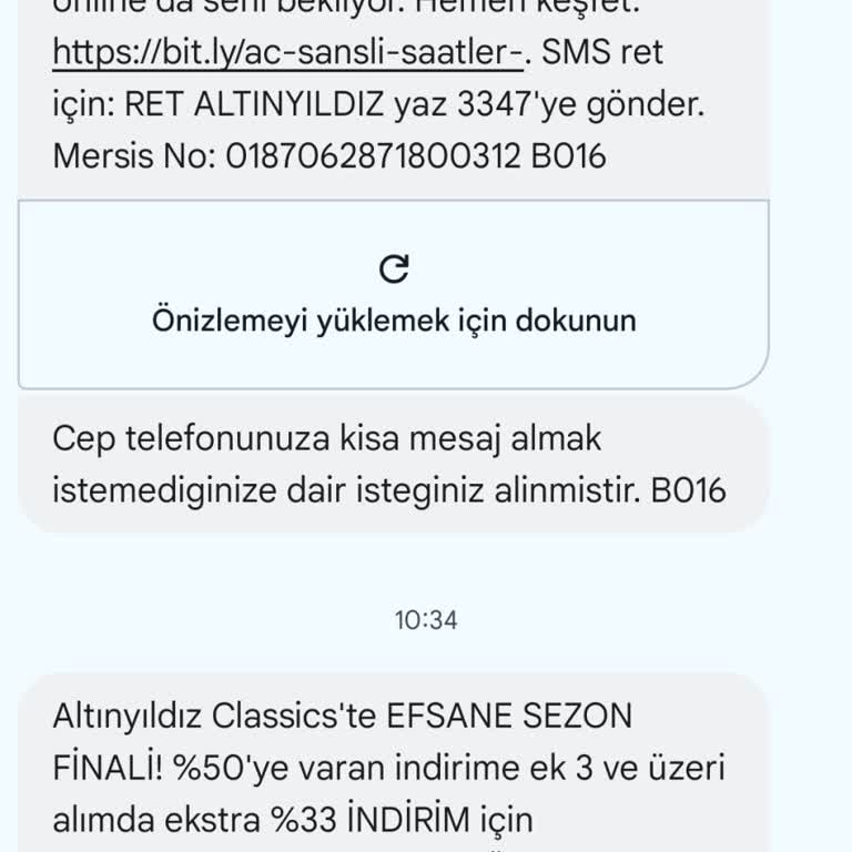 Altınyıldız'dan İstenmeyen Kampanya SMS'leri Bir Türlü Durdurulamıyor