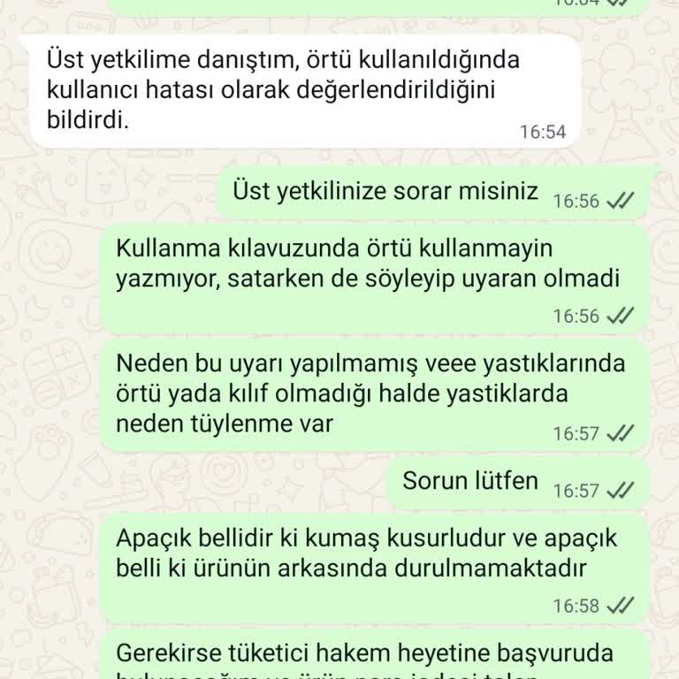 Kilim Mobilya Prestij Koltuk Takımında Kısa Sürede Tüylenme Ve Yetersiz Çözüm