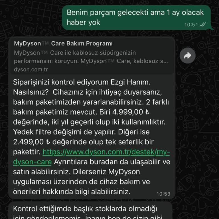 Dyson Parça Temini Gecikmesi Mağduriyet Yarattı